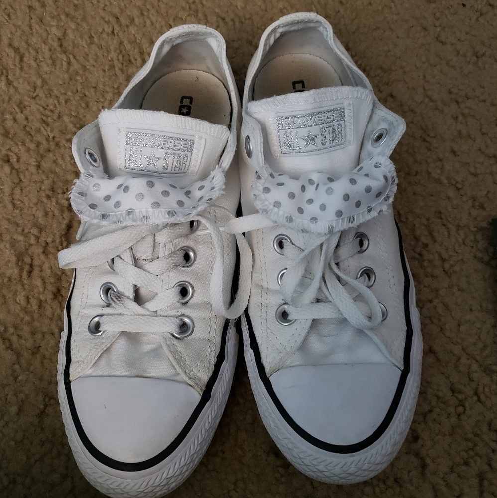White double tongue converse